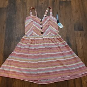 My Michelle Striped Button Up Linen Dress